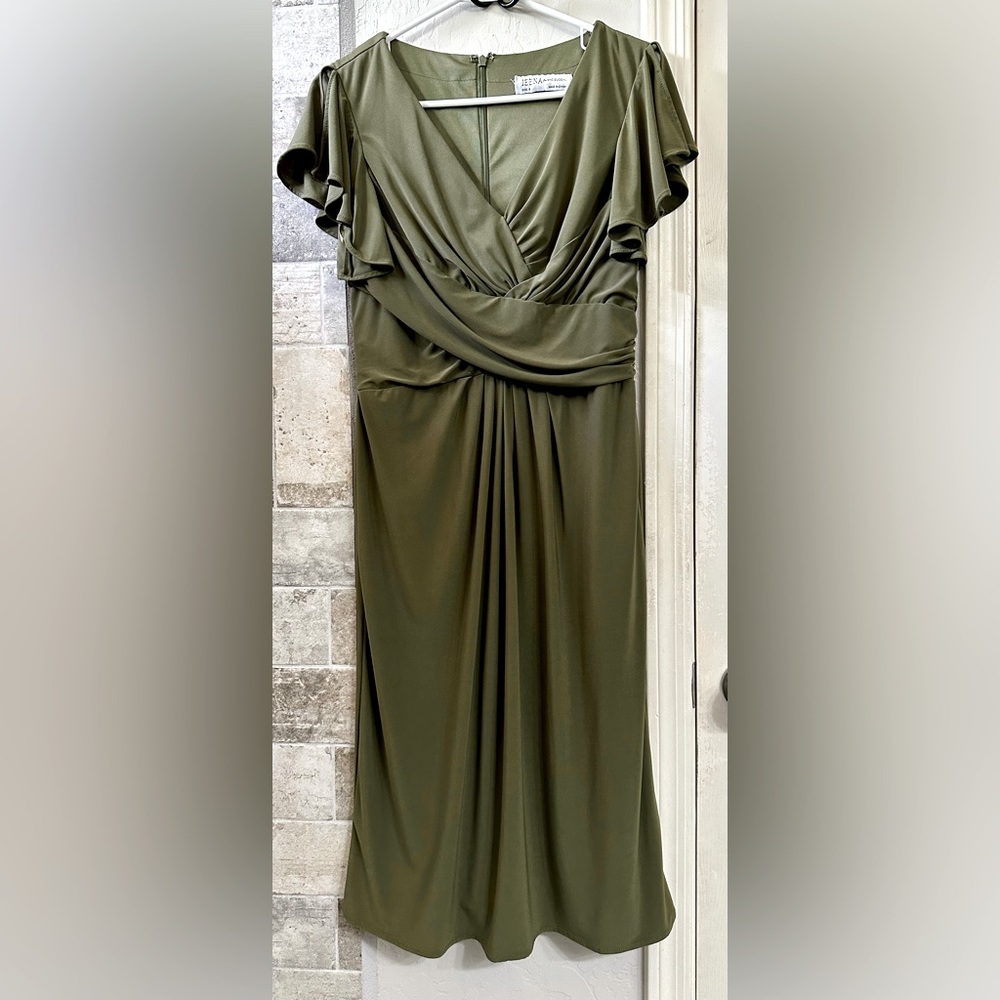 Ieena for MacDugall Jersey Semi-Formal Butterfly Sleeve A-line Midi Dress ZB6 - Picture 3 of 8